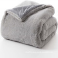 Reversible Rabbit Faux Fur Throw Blanket